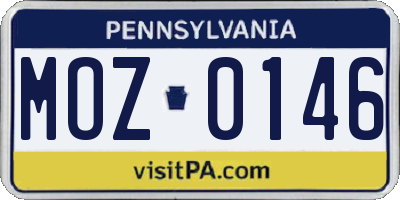 PA license plate MOZ0146