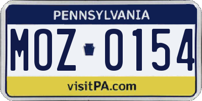 PA license plate MOZ0154