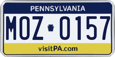 PA license plate MOZ0157