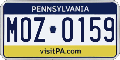 PA license plate MOZ0159