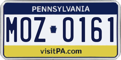 PA license plate MOZ0161