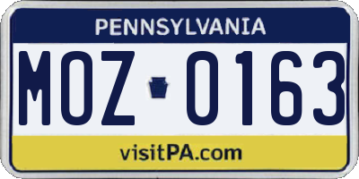 PA license plate MOZ0163