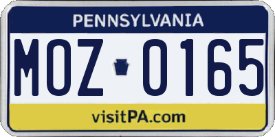 PA license plate MOZ0165