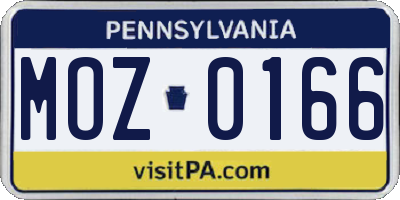 PA license plate MOZ0166