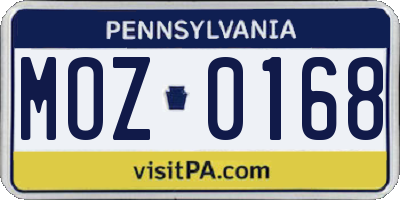 PA license plate MOZ0168