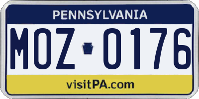 PA license plate MOZ0176