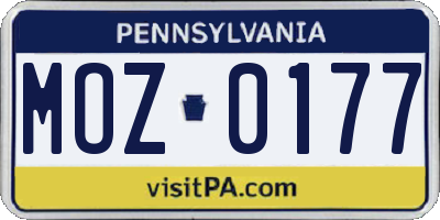 PA license plate MOZ0177