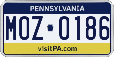 PA license plate MOZ0186