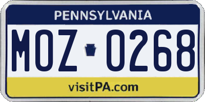 PA license plate MOZ0268