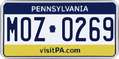 PA license plate MOZ0269