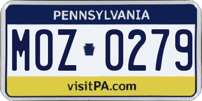 PA license plate MOZ0279