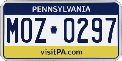 PA license plate MOZ0297