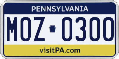 PA license plate MOZ0300