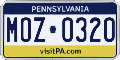 PA license plate MOZ0320