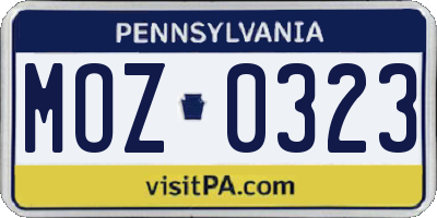 PA license plate MOZ0323