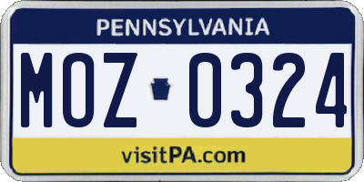 PA license plate MOZ0324