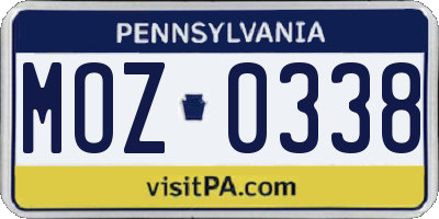 PA license plate MOZ0338