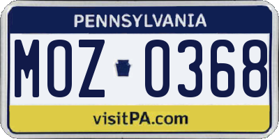 PA license plate MOZ0368
