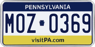PA license plate MOZ0369