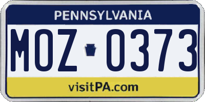 PA license plate MOZ0373