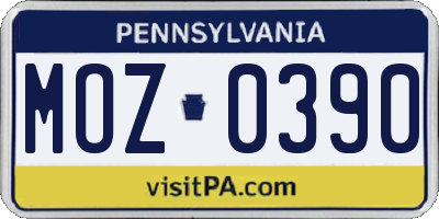 PA license plate MOZ0390