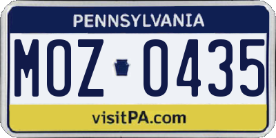 PA license plate MOZ0435