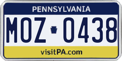 PA license plate MOZ0438