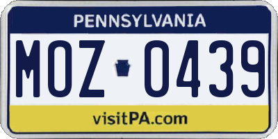 PA license plate MOZ0439