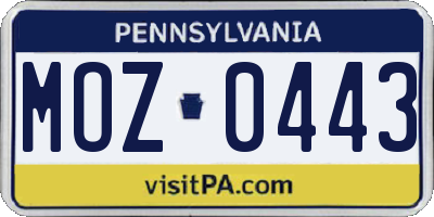 PA license plate MOZ0443