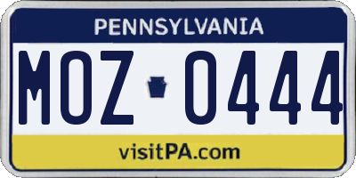 PA license plate MOZ0444