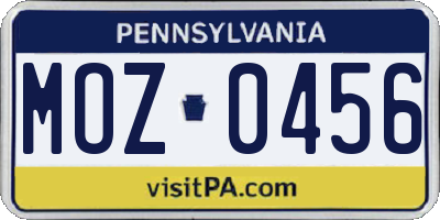 PA license plate MOZ0456