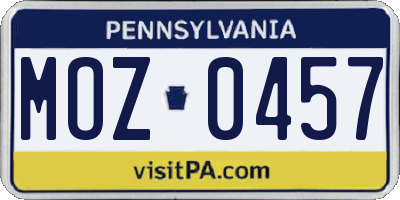 PA license plate MOZ0457