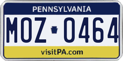 PA license plate MOZ0464