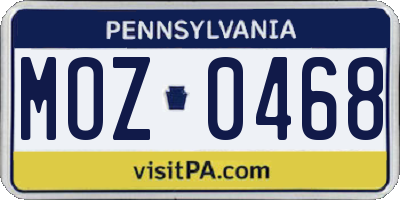 PA license plate MOZ0468