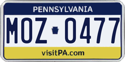 PA license plate MOZ0477