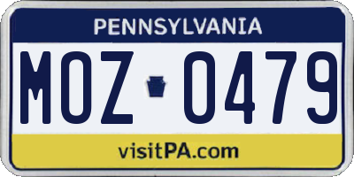 PA license plate MOZ0479