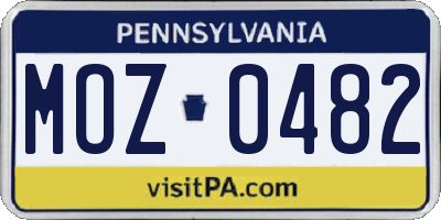 PA license plate MOZ0482