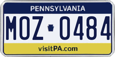 PA license plate MOZ0484