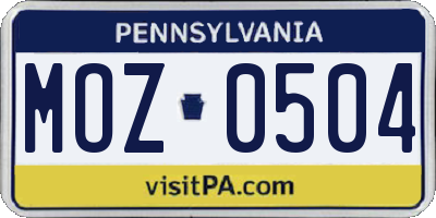 PA license plate MOZ0504