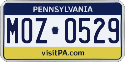 PA license plate MOZ0529