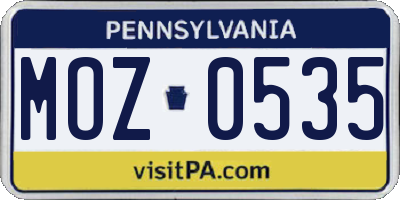 PA license plate MOZ0535