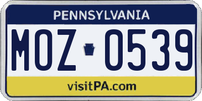 PA license plate MOZ0539