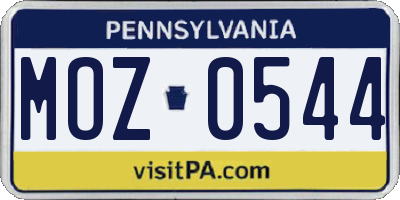 PA license plate MOZ0544