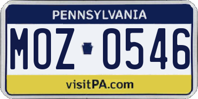 PA license plate MOZ0546