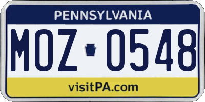 PA license plate MOZ0548