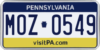 PA license plate MOZ0549