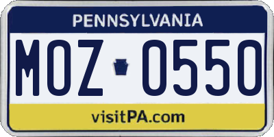 PA license plate MOZ0550