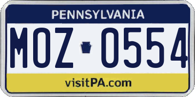 PA license plate MOZ0554