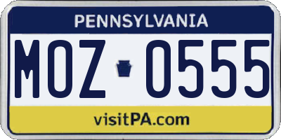 PA license plate MOZ0555