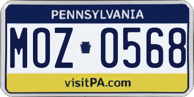 PA license plate MOZ0568